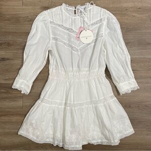 LoveShackFancy White Long Sleeve Dress